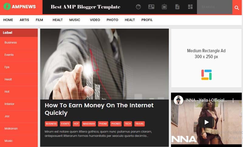 Amp News Blogger Template